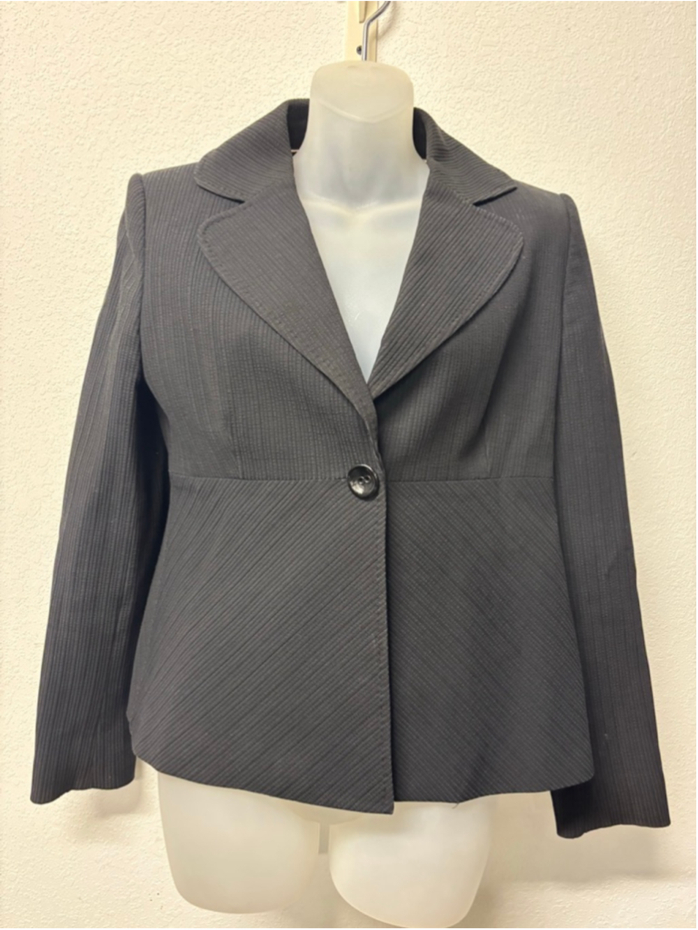 Anne Klein Black Ribbed Blazer Jacket Size 4